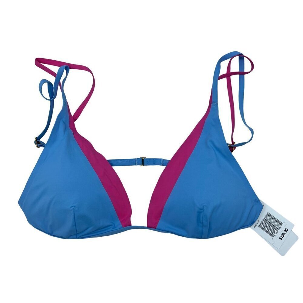 L*Space Women’s Finneas Bikini Top Double Strap Blue/Pink Size XL New